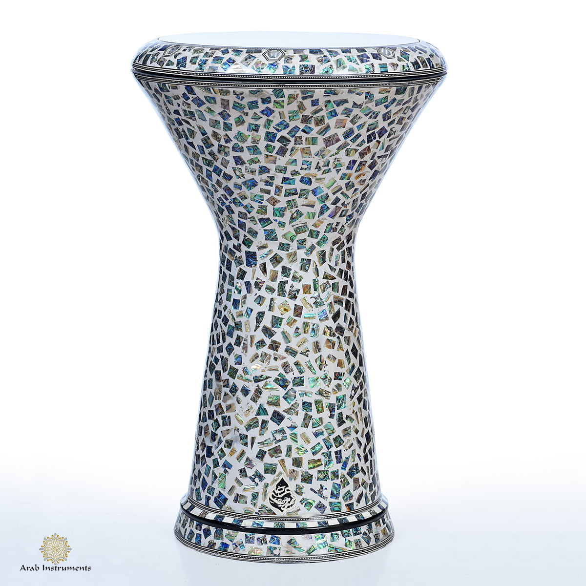 Al Malika White Edition – Mother of Pearl Dohola Darbuka Drum