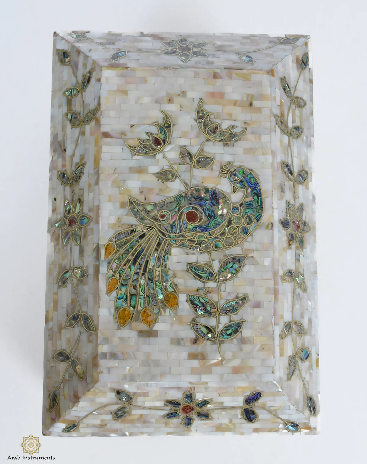 Egyptian Japanese Pearls Jewelry Box – Handmade Peacock Art #B744
