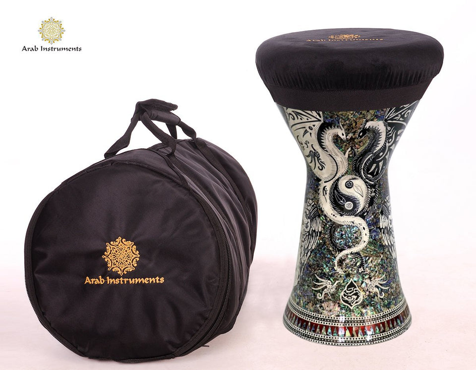 Sombaty Plus Darbuka Doumbek Black and White Dargon #7782