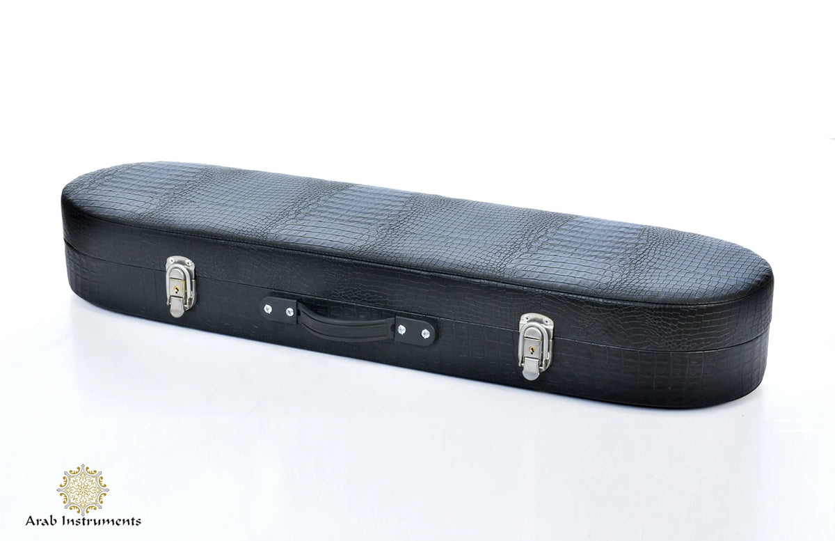 Closed black hard case for the Egyptian ney set with textured exterior, carrying handle, and metal latches