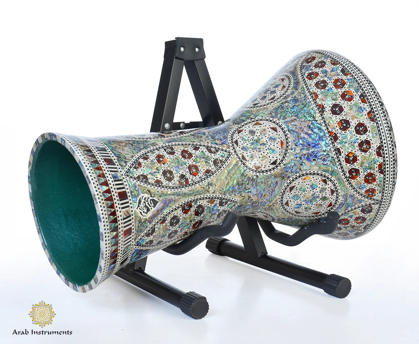 Nile Green Stars Egyptian Darbuka Drum Handmade with Mother of Pearl Inlay
