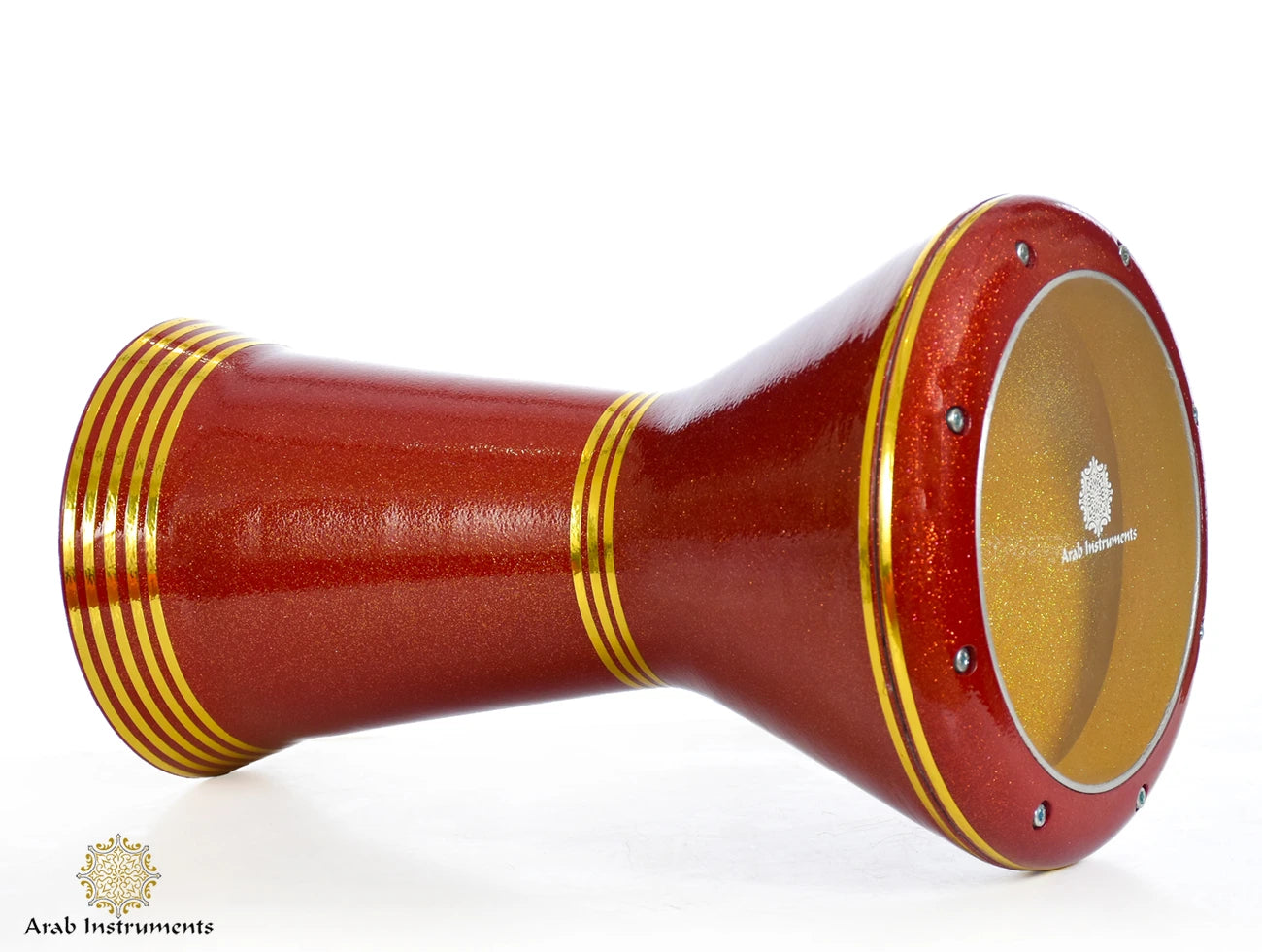 Arab Instruments Crown darbuka red glitter Sombaty Plus open bottom design powerful projection drum