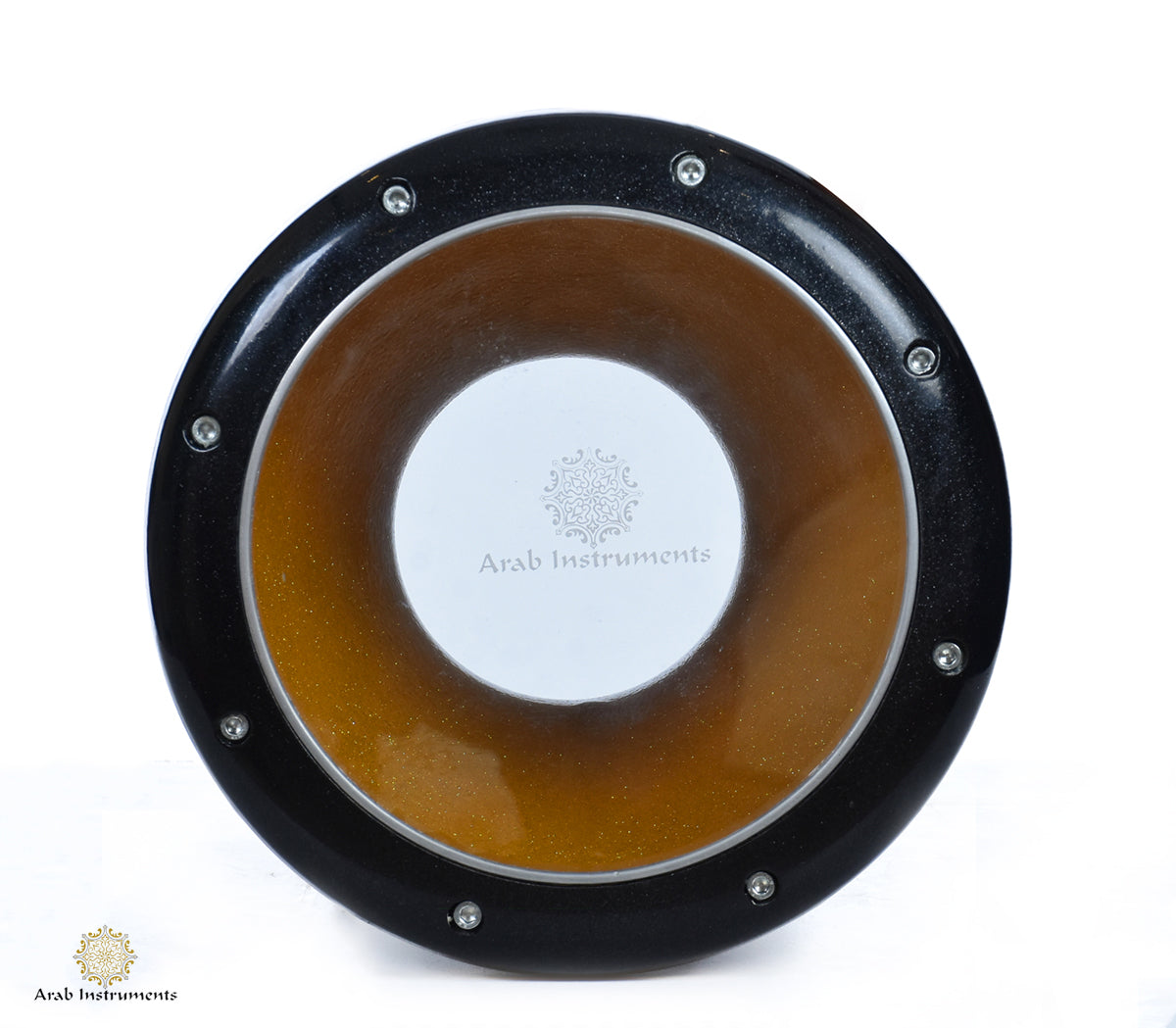Arab Instruments Crown Premium Sparkling Gold Black 8 pegs Darbuka #0771