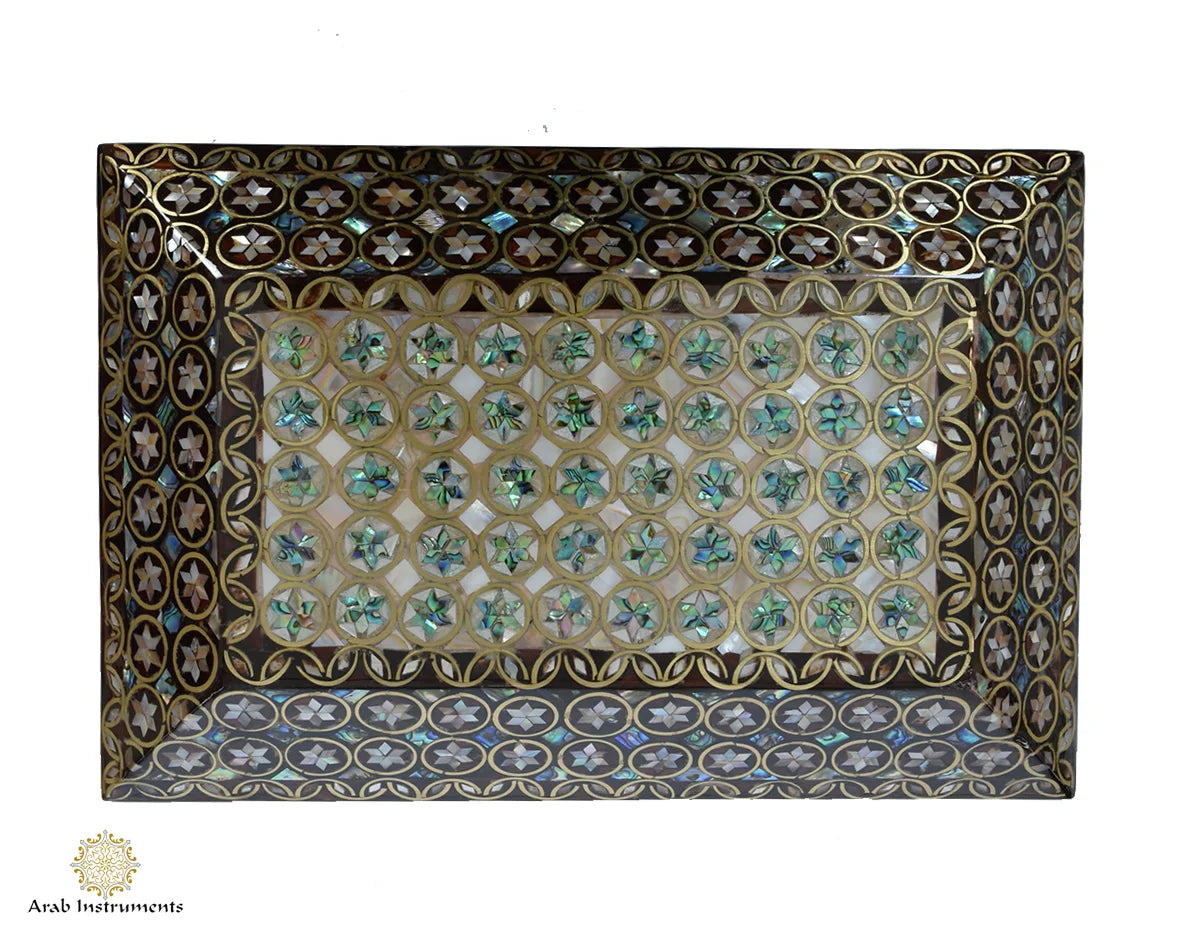 Egyptian Blue Mother-of-Pearl Jewelry Box | Geometric Inlay | #B743