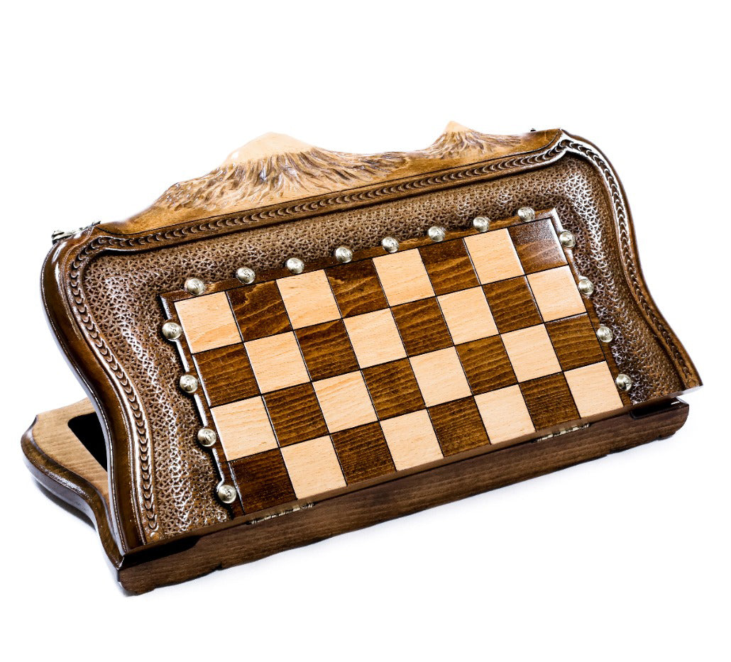 Hand Carved Premium Chess / Backgammon The Mount Of Ararat #AI31106