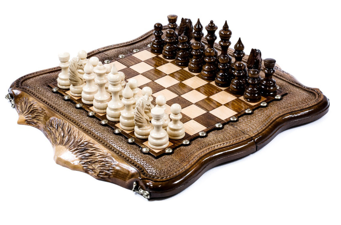 Hand Carved Premium Chess / Backgammon The Mount Of Ararat #AI31106