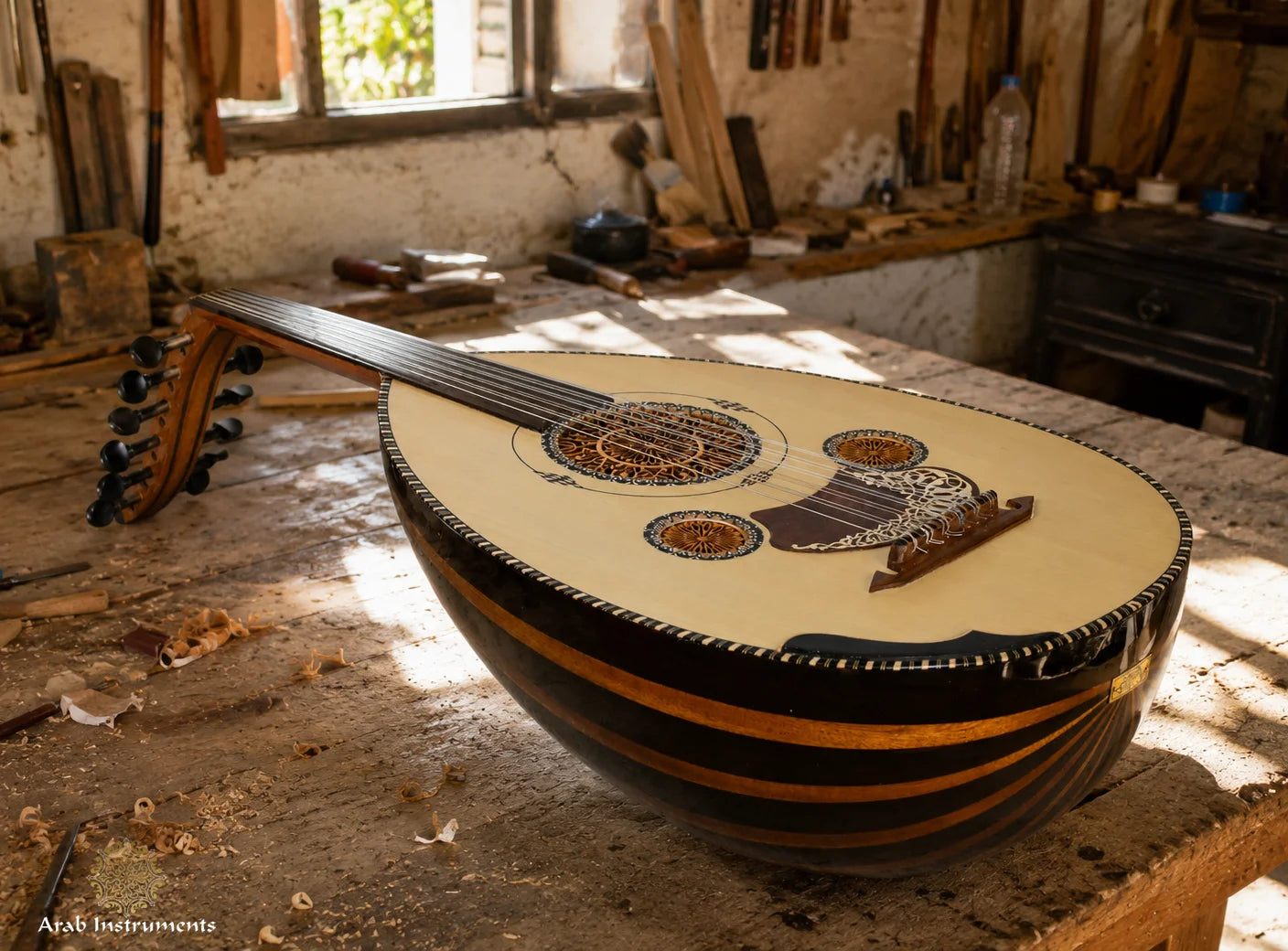 Professional Mourad ELTurky Egyptian oud with premium spruce top and handcrafted Wenge Walnut bowl including luxury hard case