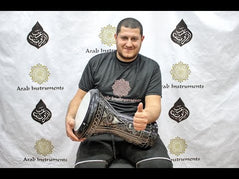 Beginner Aluminum Doumbek Darbuka - Black Flowers #003