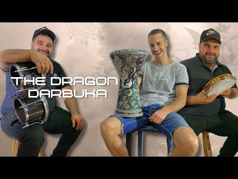 Sombaty Plus Darbuka Doumbek Black and White Dargon #7782