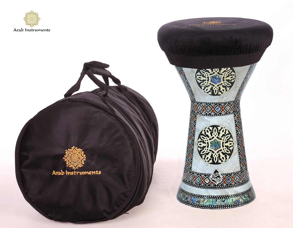 Professional Sombaty Plus darbuka with 8 tuning pegs, deep bass sound and premium pearl mosaic artwork