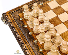 Hand Carved Square Premium Chess & Bronze Legs #AI21712