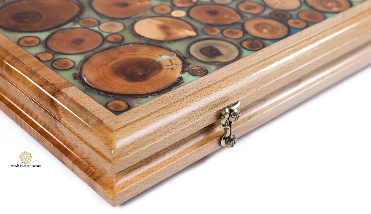 Superb Backgammon with Tree Branch Slices and Epoxy #AI11504turquoise