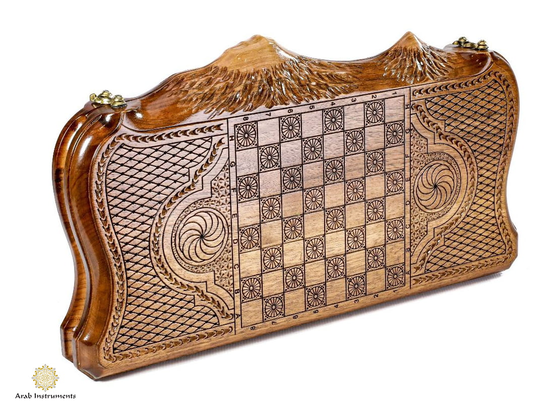 Hand Carved Premium Backgammon Green Tree and Mount Ararat #AI12172