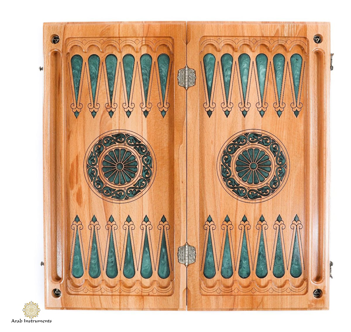 Superb Backgammon with Tree Branch Slices and Epoxy #AI11504turquoise
