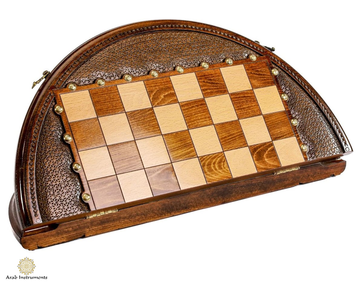 Hand Carved Premium Round Decorated Chess Board #AI21528