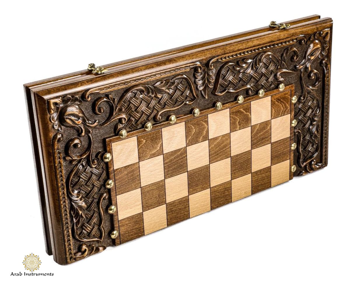 Hand Carved Premium Chess / Backgammon Ornamental Braid Pattern #AI31273