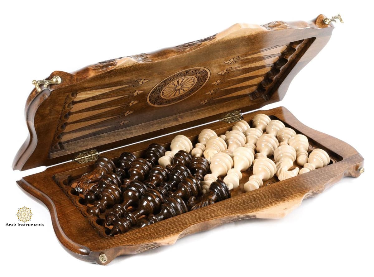 Hand Carved Premium Chess / Backgammon The Mount Of Ararat #AI31106