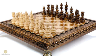 Hand Carved Square Premium Chess & Bronze Legs #AI21712