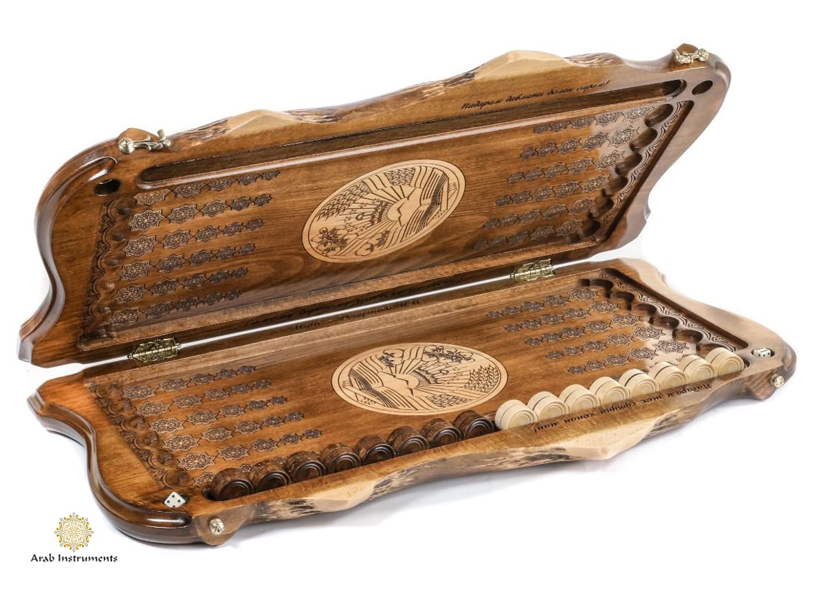 Hand Carved Premium Backgammon Arms of Tajikistan #AI11850Tajikistan