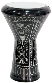 Beginner Aluminum Doumbek Darbuka - Black Flowers #003