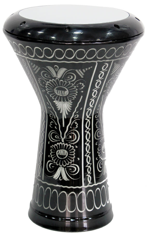 Beginner Aluminum Doumbek Darbuka - Black Flowers #003