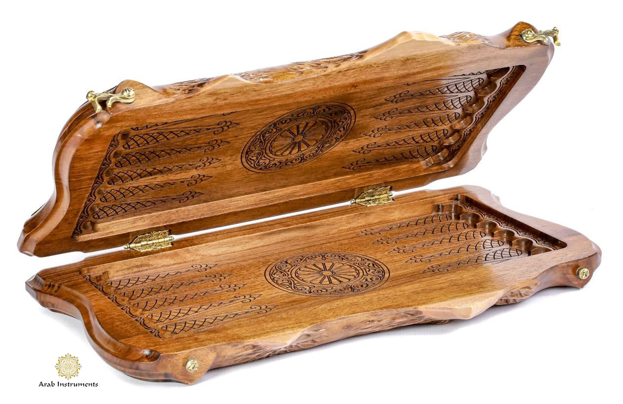 Hand Carved Premium Backgammon Green Tree and Mount Ararat #AI12172