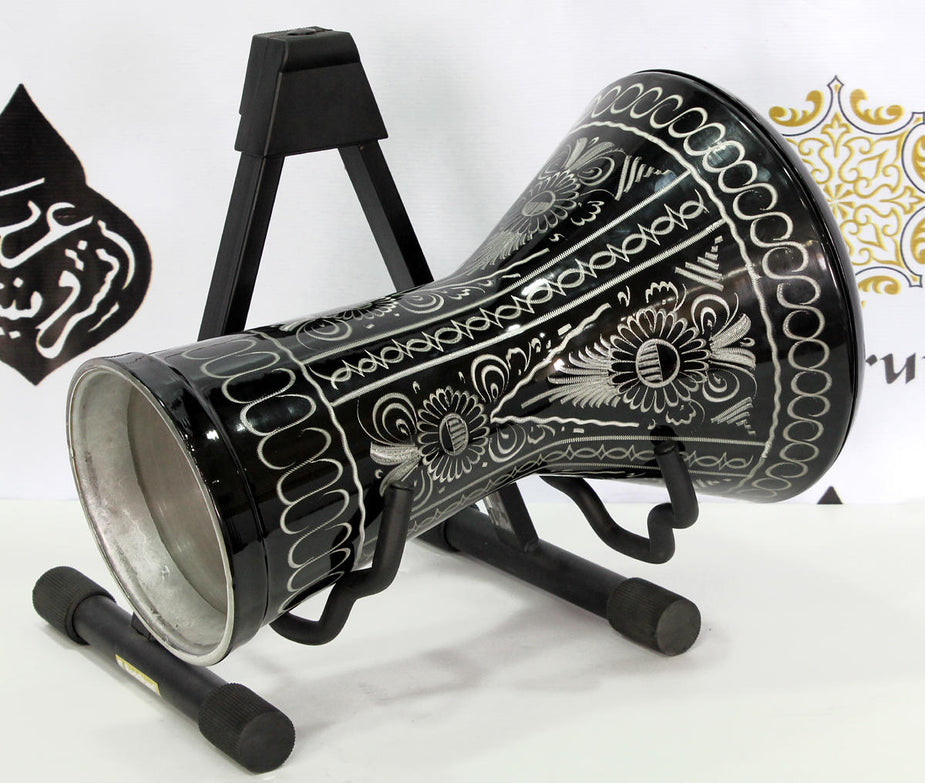 Beginner Aluminum Doumbek Darbuka - Black Flowers #003