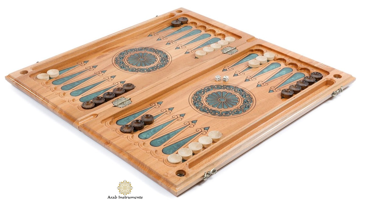 Superb Backgammon with Tree Branch Slices and Epoxy #AI11504turquoise