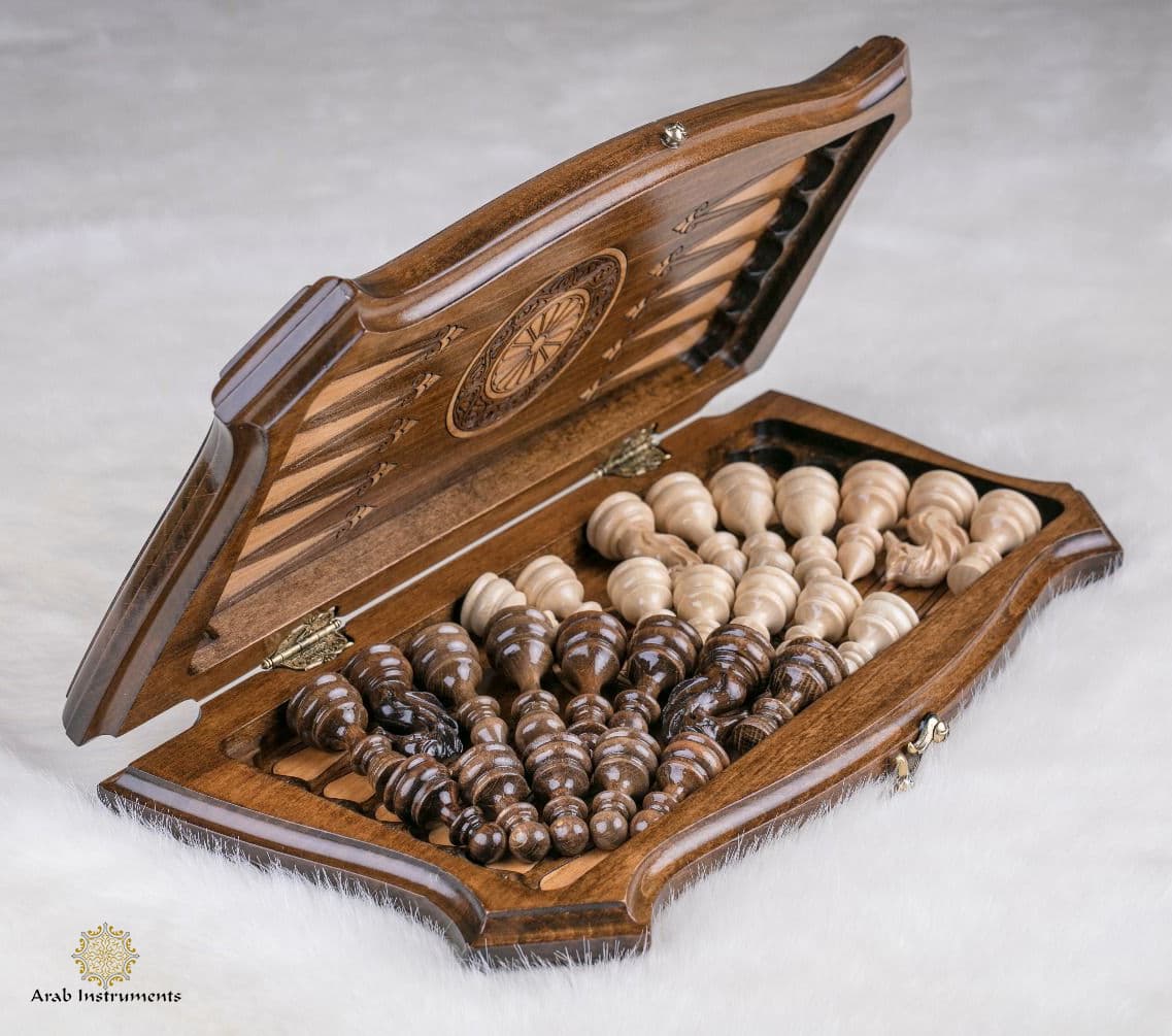 Hand Carved Premium Chess / Backgammon Shapes and Ornament #AI31332