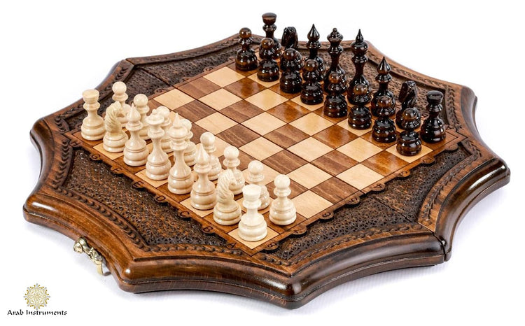 Hand Carved Star Shape Chess #AI21608