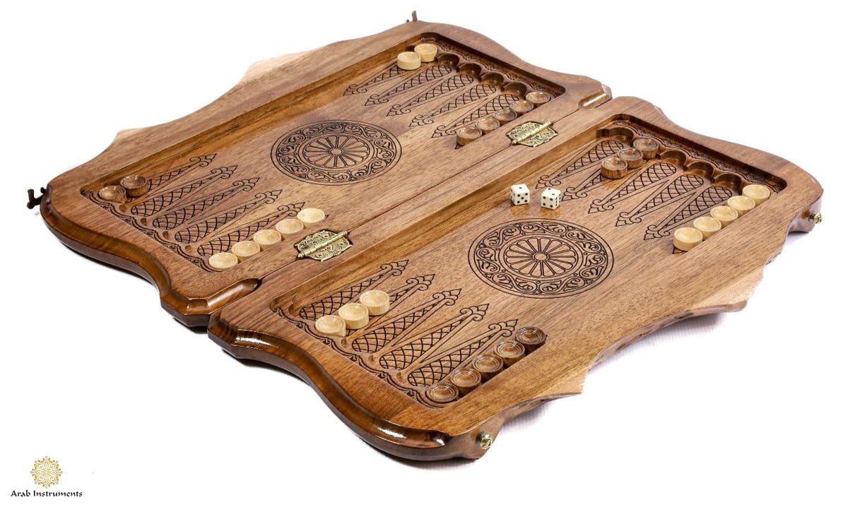 Hand Carved Premium Backgammon Green Tree and Mount Ararat #AI12172