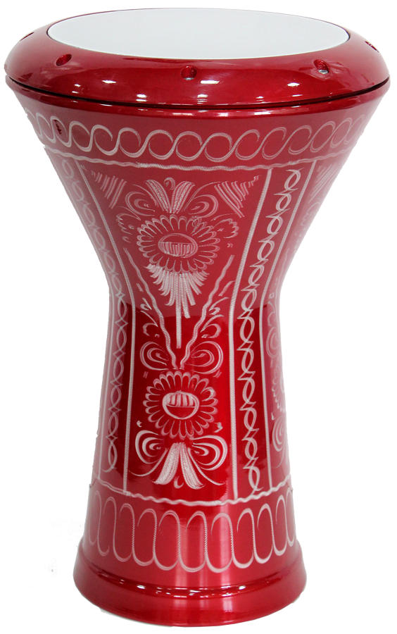 Arab Instruments Beginner Aluminum Darbuka Doumbek - Red Flowers #006