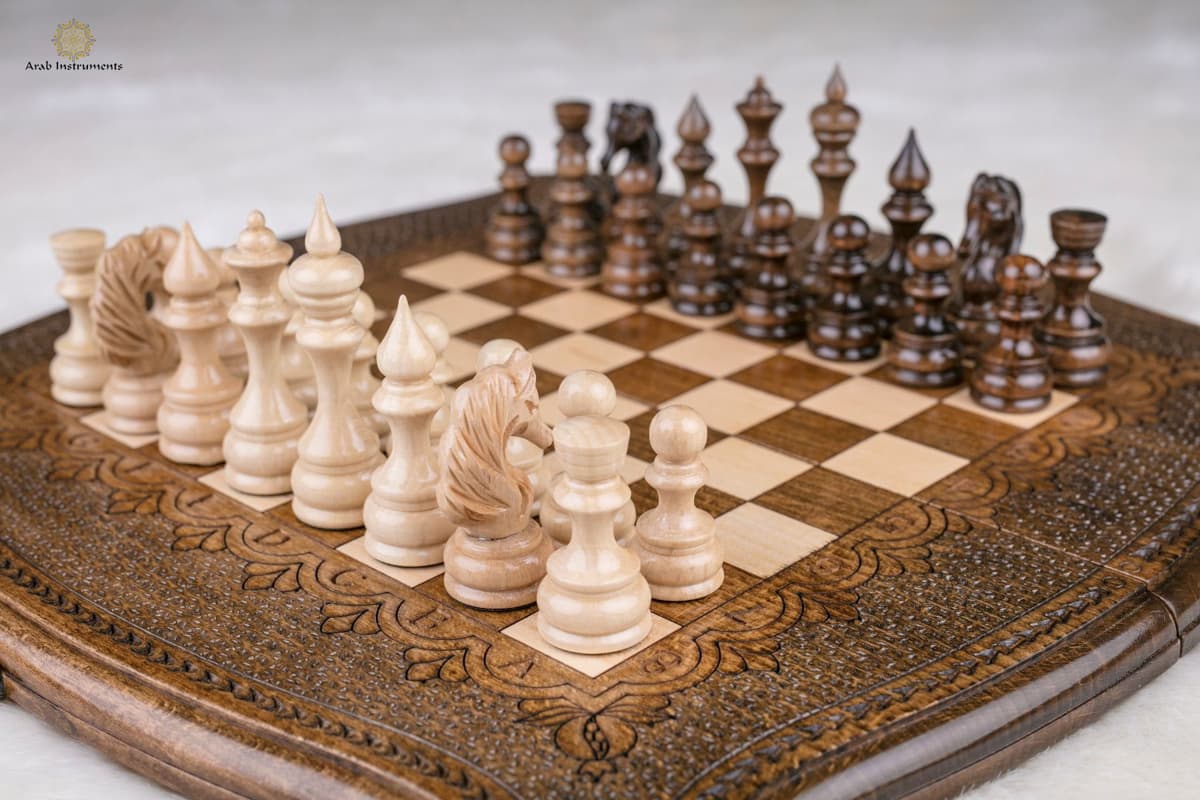 Hand Carved Premium Chess / Backgammon Shapes and Ornament #AI31332