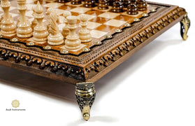 Hand Carved Square Premium Chess & Bronze Legs #AI21712