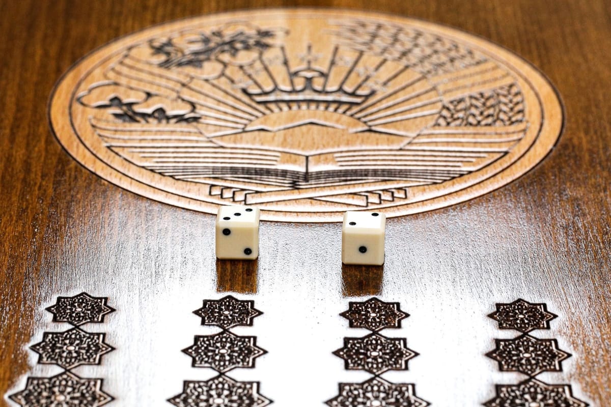 Hand Carved Premium Backgammon Arms of Tajikistan #AI11850Tajikistan