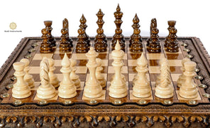 Hand Carved Square Premium Chess & Bronze Legs #AI21712