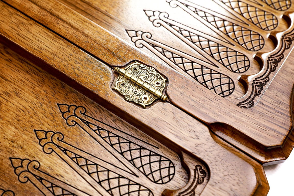 Hand Carved Premium Backgammon Green Tree and Mount Ararat #AI12172