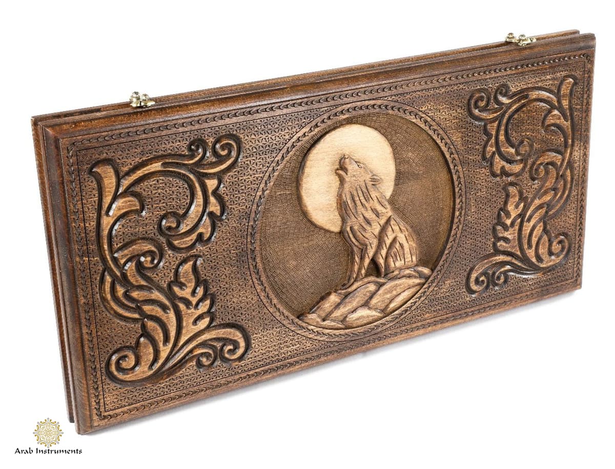 Hand Carved Premium Backgammon The Wolf #AI11570