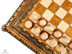 Hand Carved Square Premium Chess & Bronze Legs #AI21712