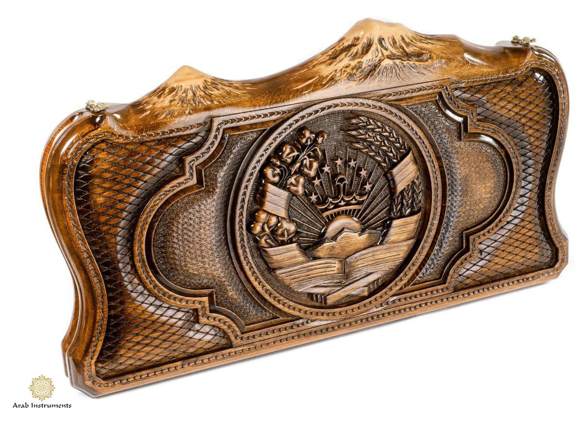 Hand Carved Premium Backgammon Arms of Tajikistan #AI11850Tajikistan