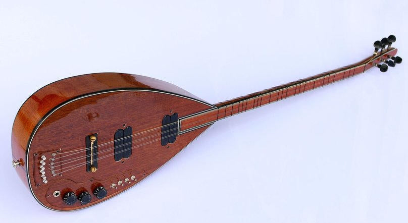 Premium Half Cut Electric Saz Baglama Long Neck Mahogany #99