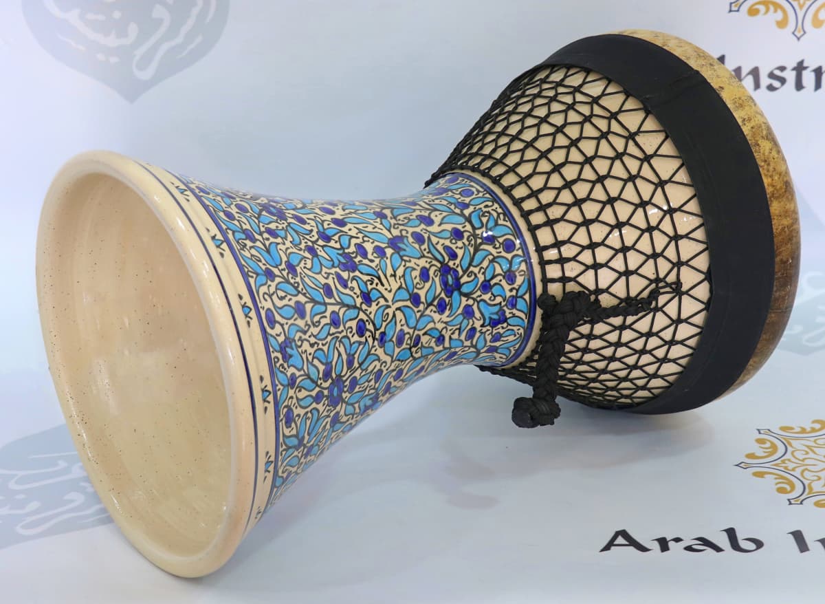 Ceramic Darbuka With Fish Skin Blue Garden Armenian Art #4443