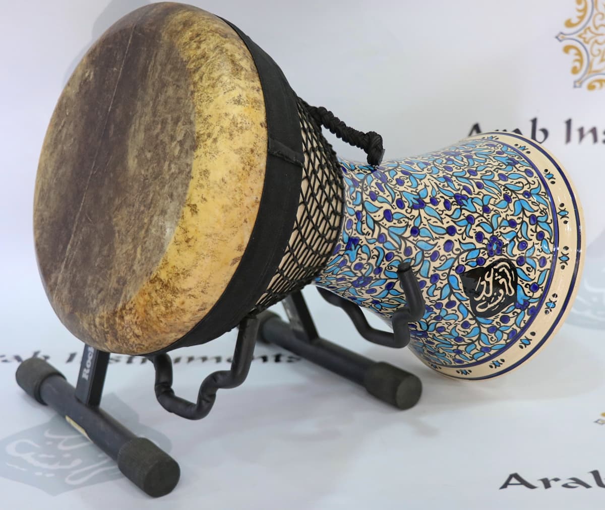 Ceramic Darbuka With Fish Skin Blue Garden Armenian Art #4443