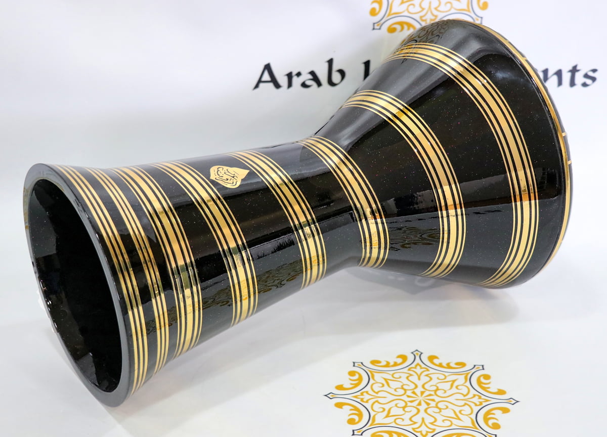 Crown Premium Sparkling Black & Gold 8 pegs Darbuka #0774