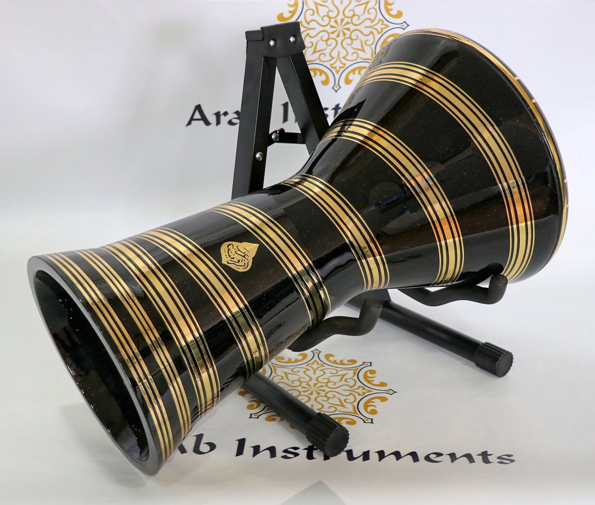 Crown Premium Sparkling Black & Gold 8 pegs Darbuka #0774
