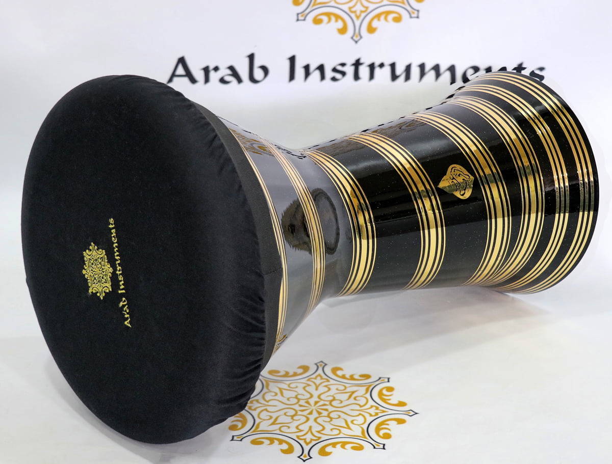 Crown Premium Sparkling Black & Gold 8 pegs Darbuka #0774