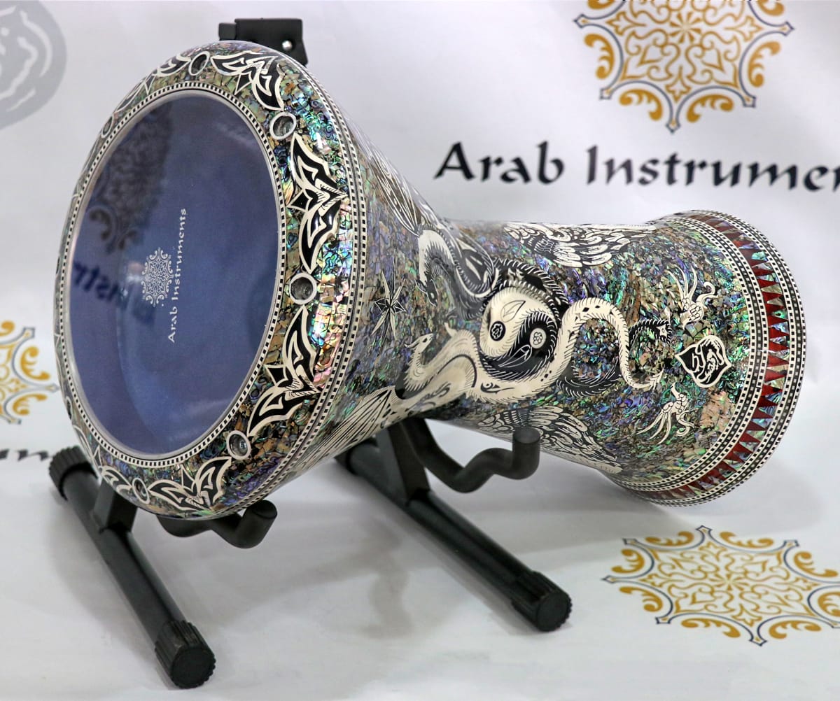 Sombaty Plus Darbuka Doumbek Black and White Dargon #7782