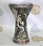 Sombaty Plus Darbuka Doumbek Black and White Dargon #7782