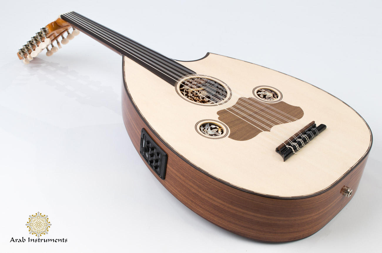 Professional Walnut Turkish Half Electric Oud with Equalizer #027E