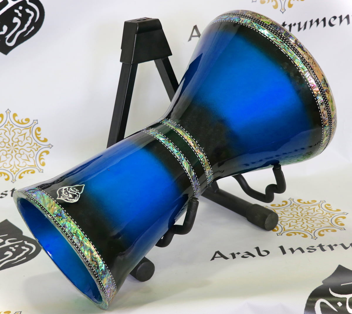 Sombaty Plus Blue Flame – Handmade Darbuka Drum with Abalone Inlay